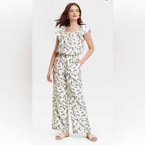 A New Day Cream Floral Target Outfit- Top & Pants Set
